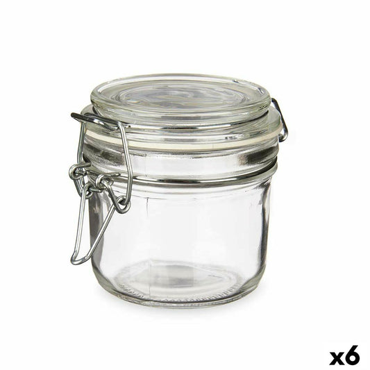 Jar Transparent Metal Glass Silicone 180 ml 11,5 x 8,5 x 8,5 cm (6 Units) Vivalto