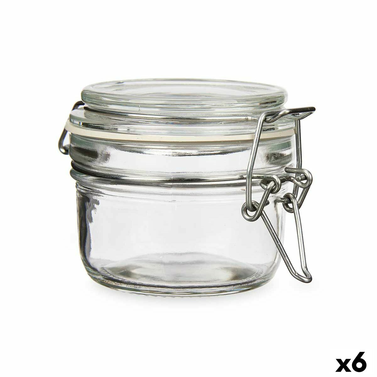 Jar Transparent Metal Glass Silicone 120 ml 11,3 x 7 x 8,3 cm (6 Units) Vivalto