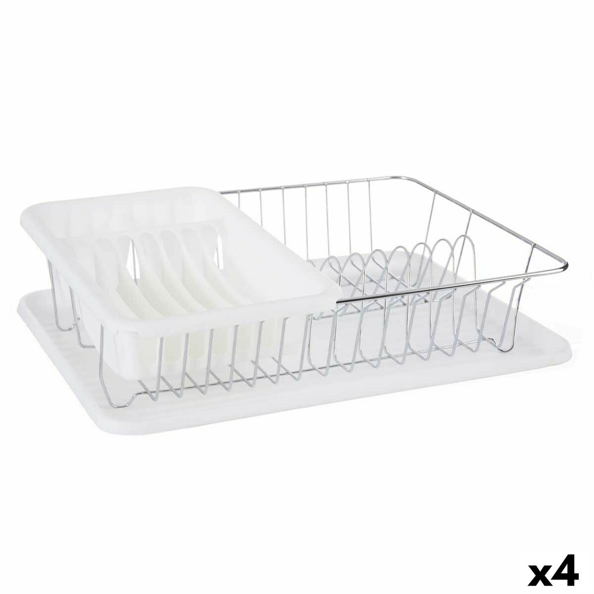 Draining Rack for Kitchen Sink White Metal Plastic 43,5 x 11 x 33,5 cm (4 Units) Kinvara