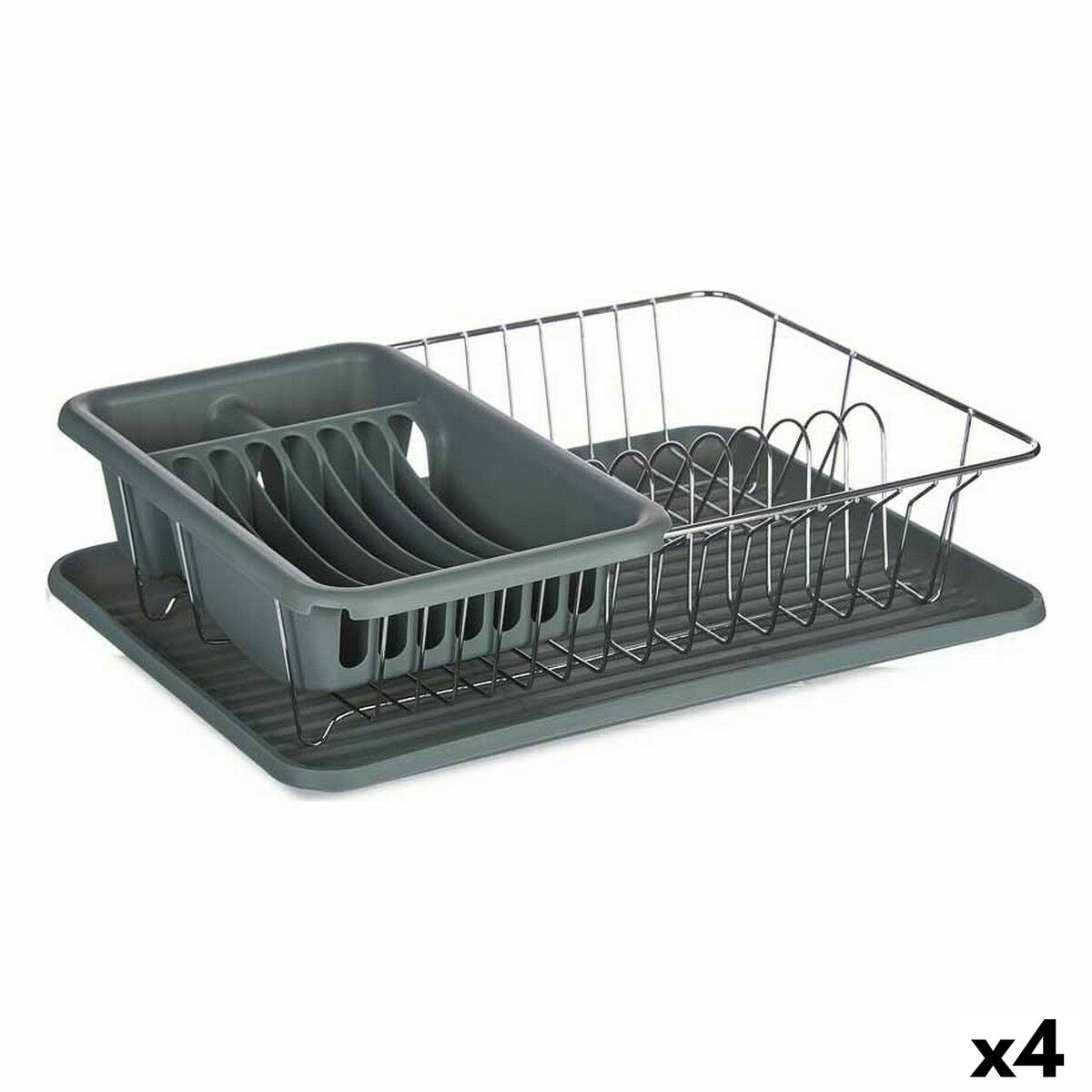 Draining Rack for Kitchen Sink Grey Metal Plastic 43,5 x 11 x 33,5 cm (4 Units) Kinvara