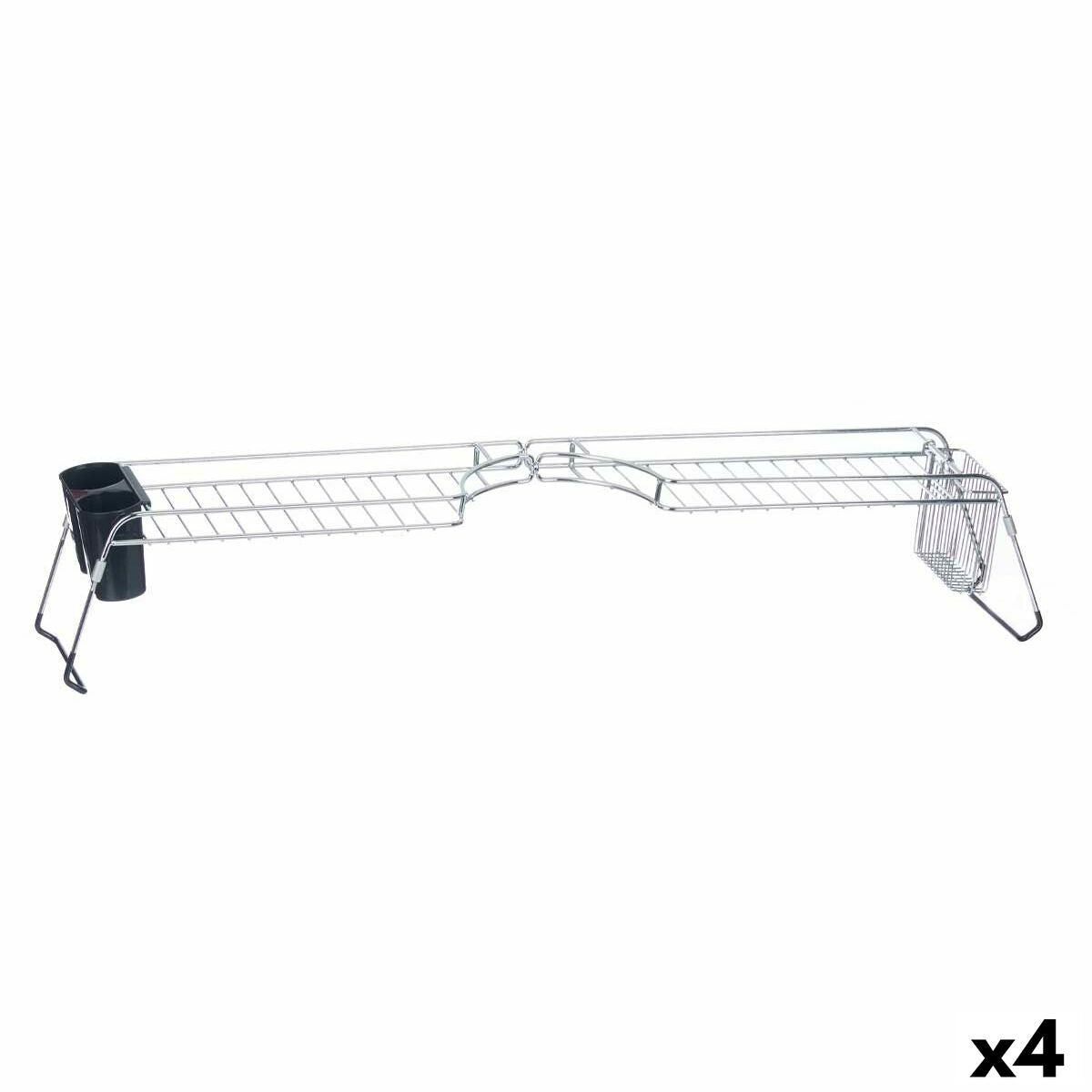 Draining Rack for Kitchen Sink Double Silver Metal 104 x 15,5 x 19 cm (4 Units) Kinvara