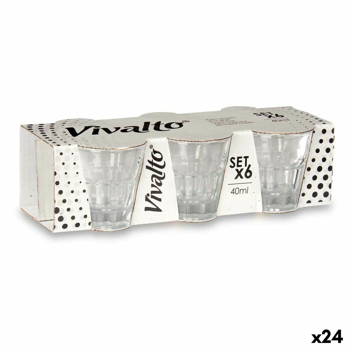 Set of Shot Glasses Glass 24 Units 40 ml Vivalto