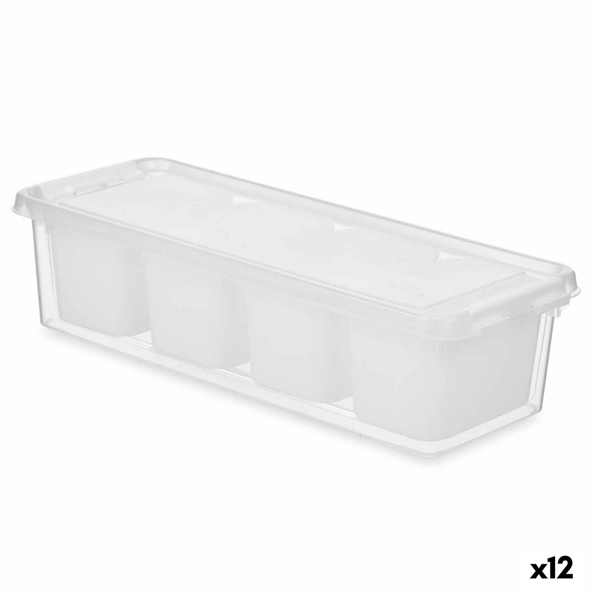 Fridge Organiser White Transparent Plastic 37,5 x 9 x 14,3 cm (12 Units) Kinvara