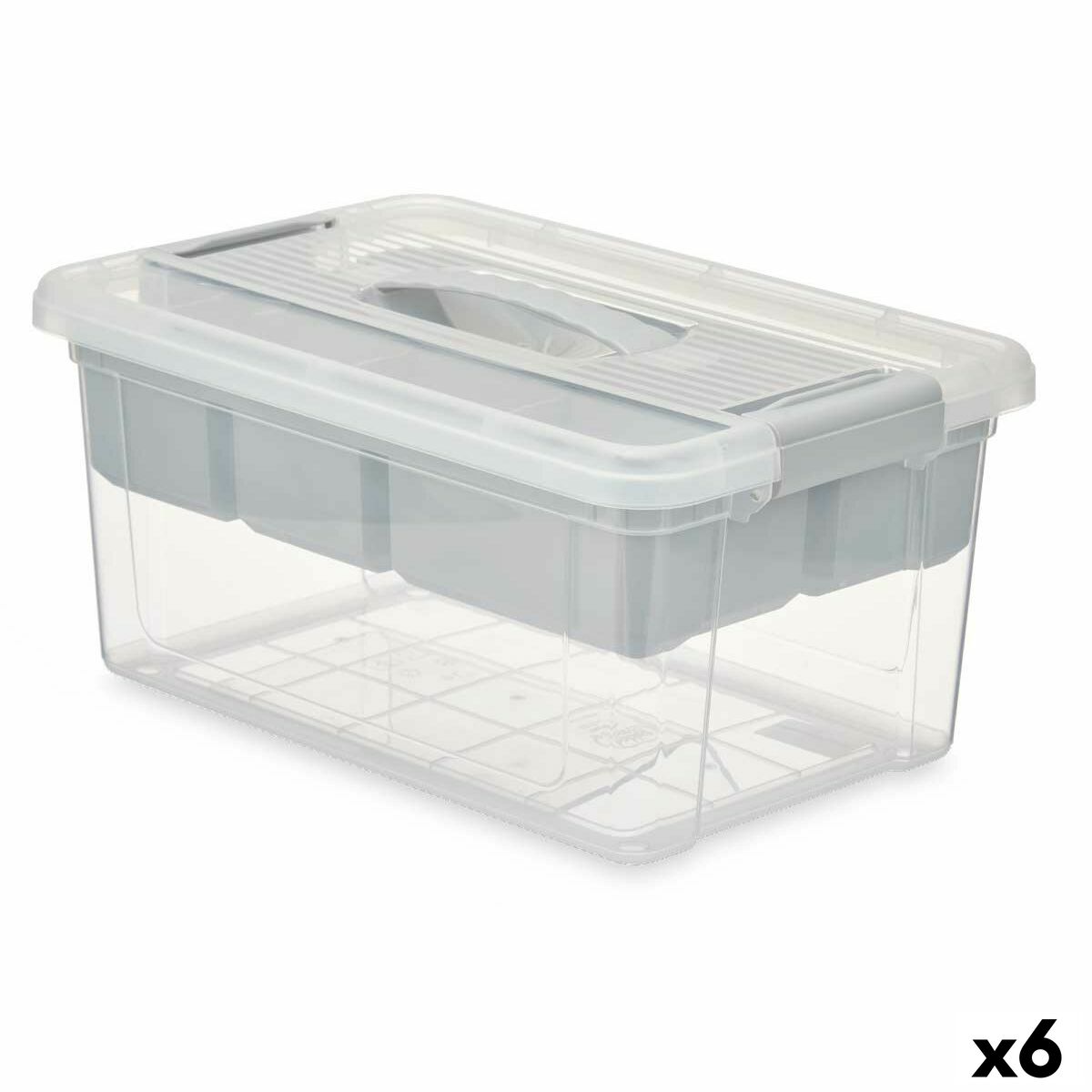 Multi-use Box Grey Transparent Plastic 9 L 35,5 x 17 x 23,5 cm (6 Units) Kipit