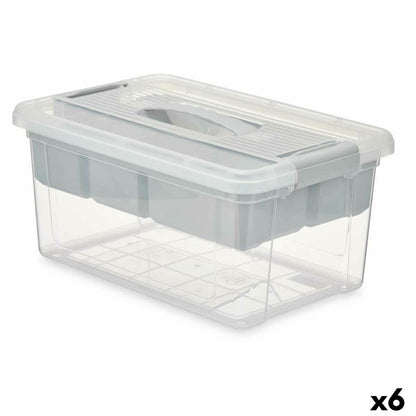 Multi-use Box Grey Transparent Plastic 9 L 35,5 x 17 x 23,5 cm (6 Units) Kipit