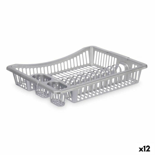 Draining Rack for Kitchen Sink Silver Plastic 46 x 8 x 36 cm (12 Units) Kinvara