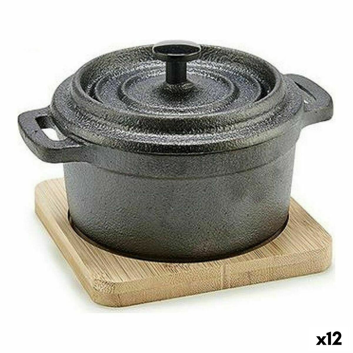 Saucepan Brown Black Bamboo Forged steel 13 x 10 x 8,5 cm (12 Units) Kinvara