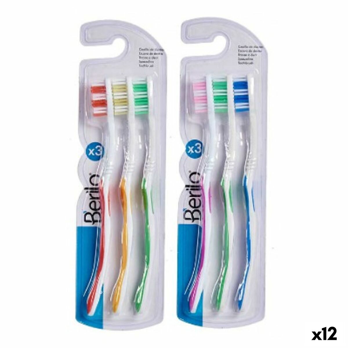 Toothbrush Yellow Blue Red Green Pink (12 Units) Berilo