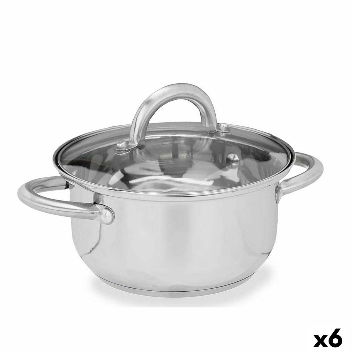 Casserole with glass lid Silver Stainless steel 27 x 10 x 19,5 cm (6 Units) Kinvara