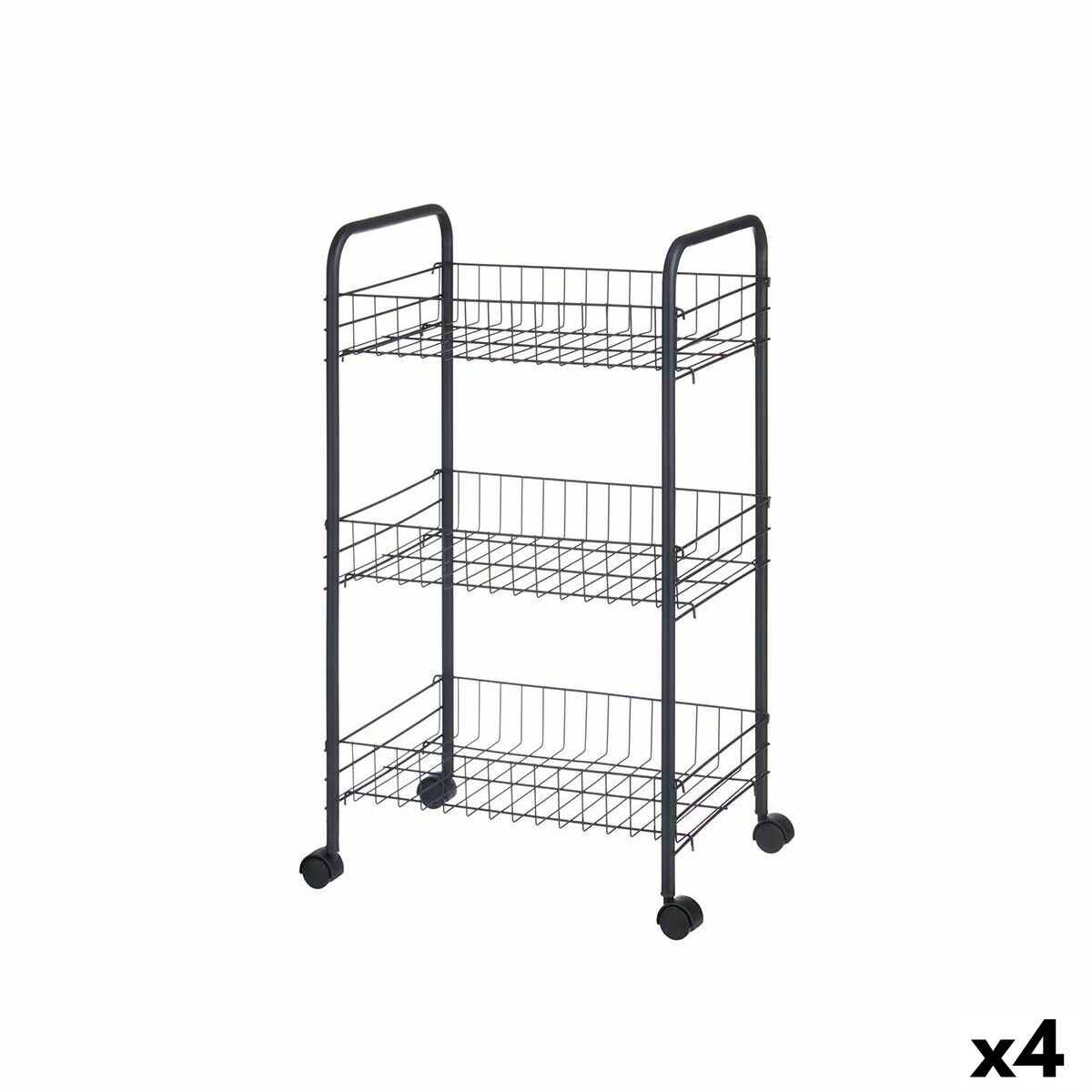 Vegetable trolley Black Metal Plastic 37 x 27 x 63 cm (4 Units) Kinvara