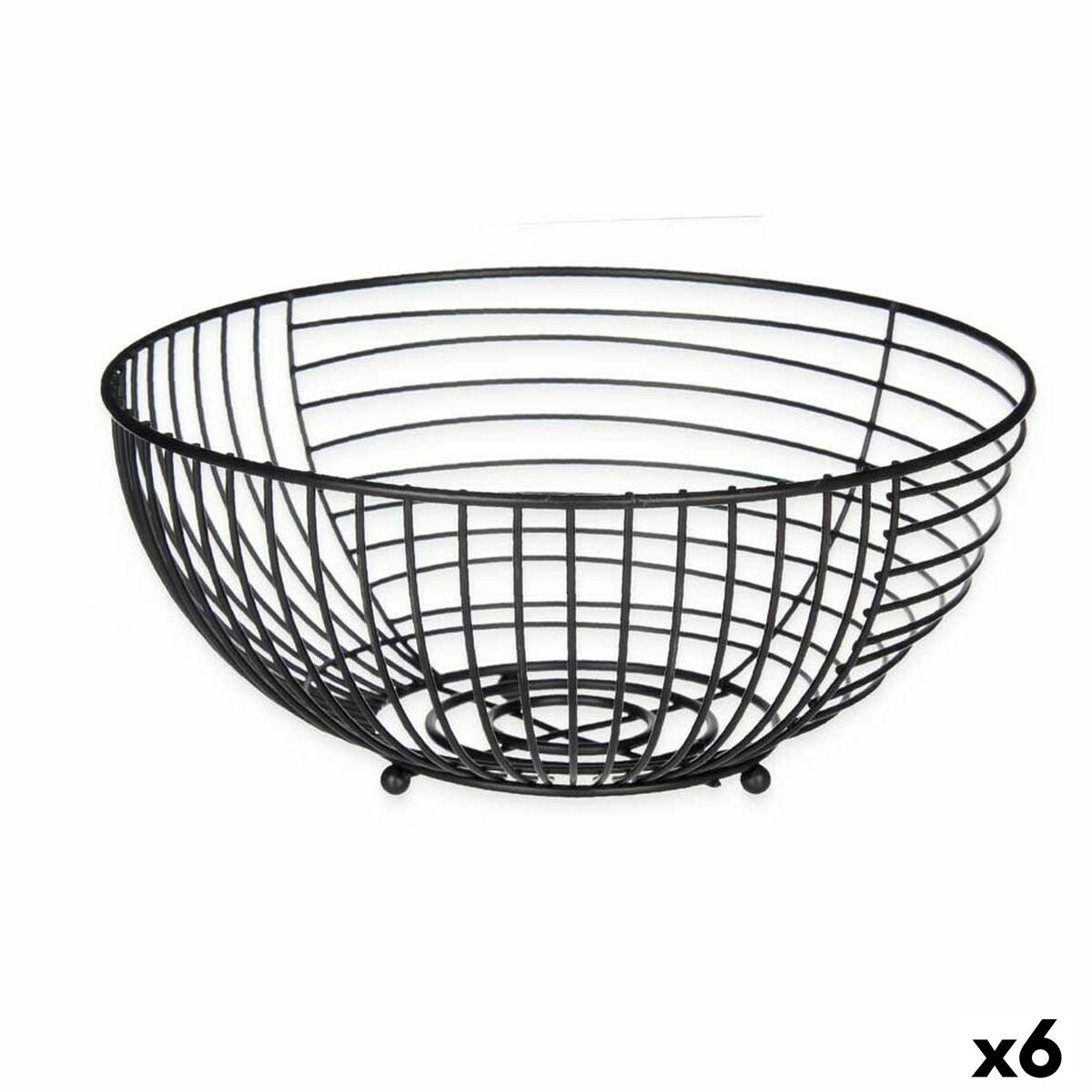 Fruit Bowl Black Metal 28 x 12 x 28 cm (6 Units) Kinvara