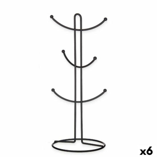 Cup hanger Black Metal 16 x 39 x 16 cm (6 Units) Kinvara