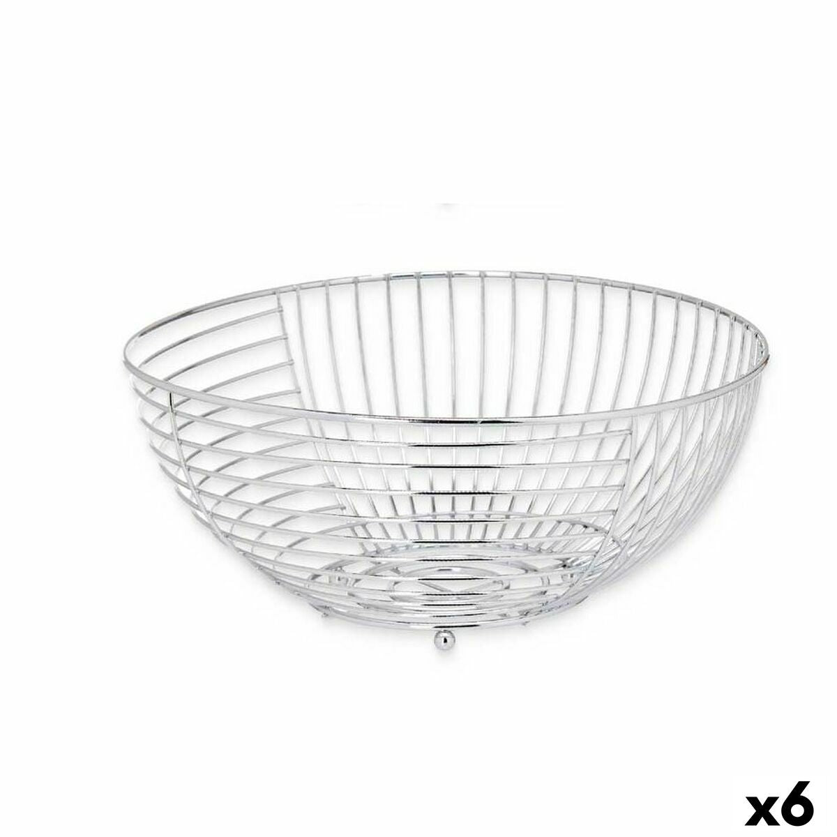 Fruit Bowl Silver Metal 28 x 12,7 x 28 cm (6 Units) Kinvara