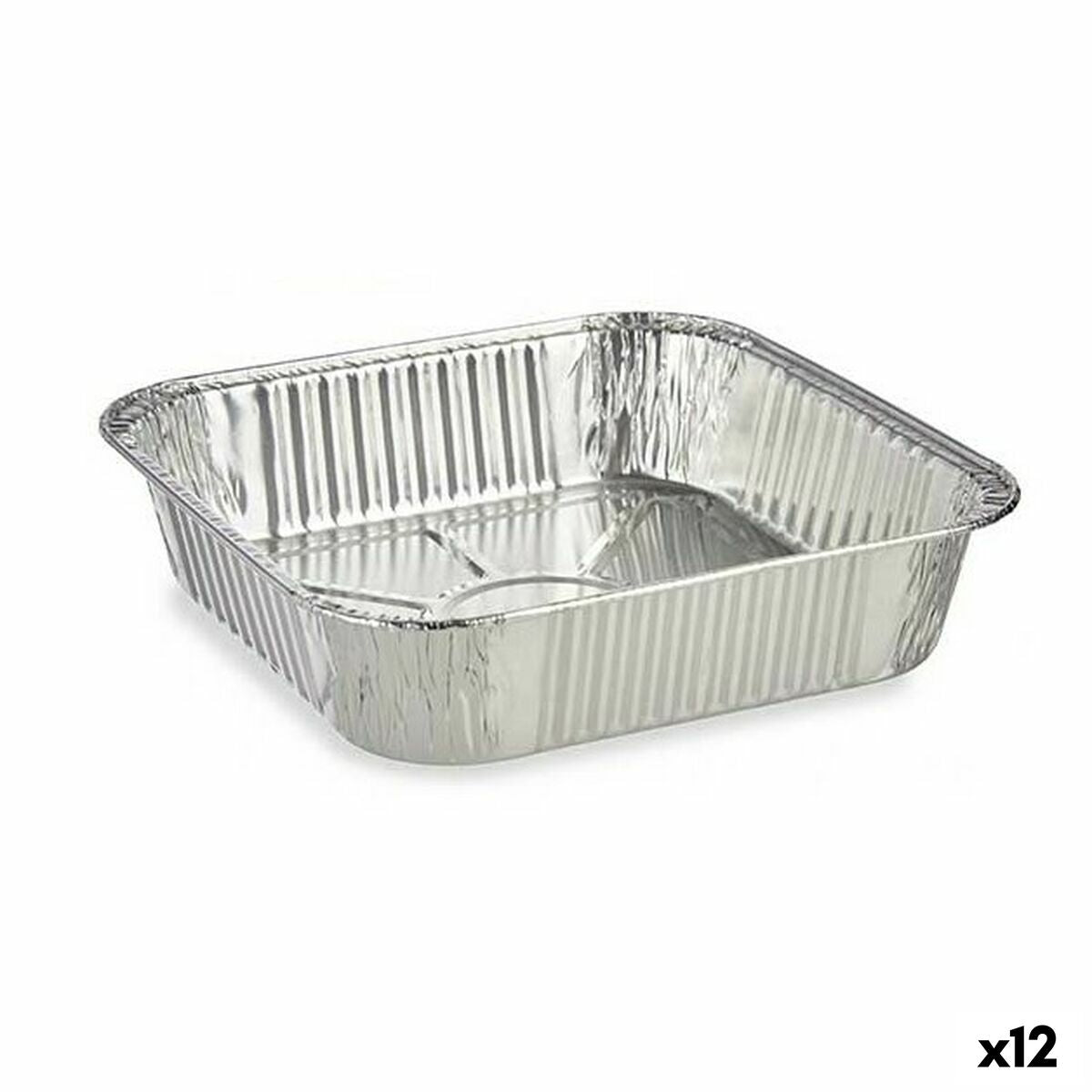 Set of Kitchen Dishes Disposable Squared Aluminium 20,5 x 6,5 x 20,5 cm (12 Units) Kinvara