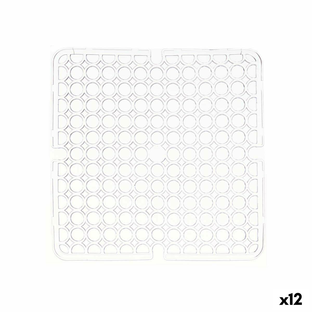 Non-slip Mat Transparent Plastic 28 x 0,1 x 28 cm Sink (12 Units) Kinvara