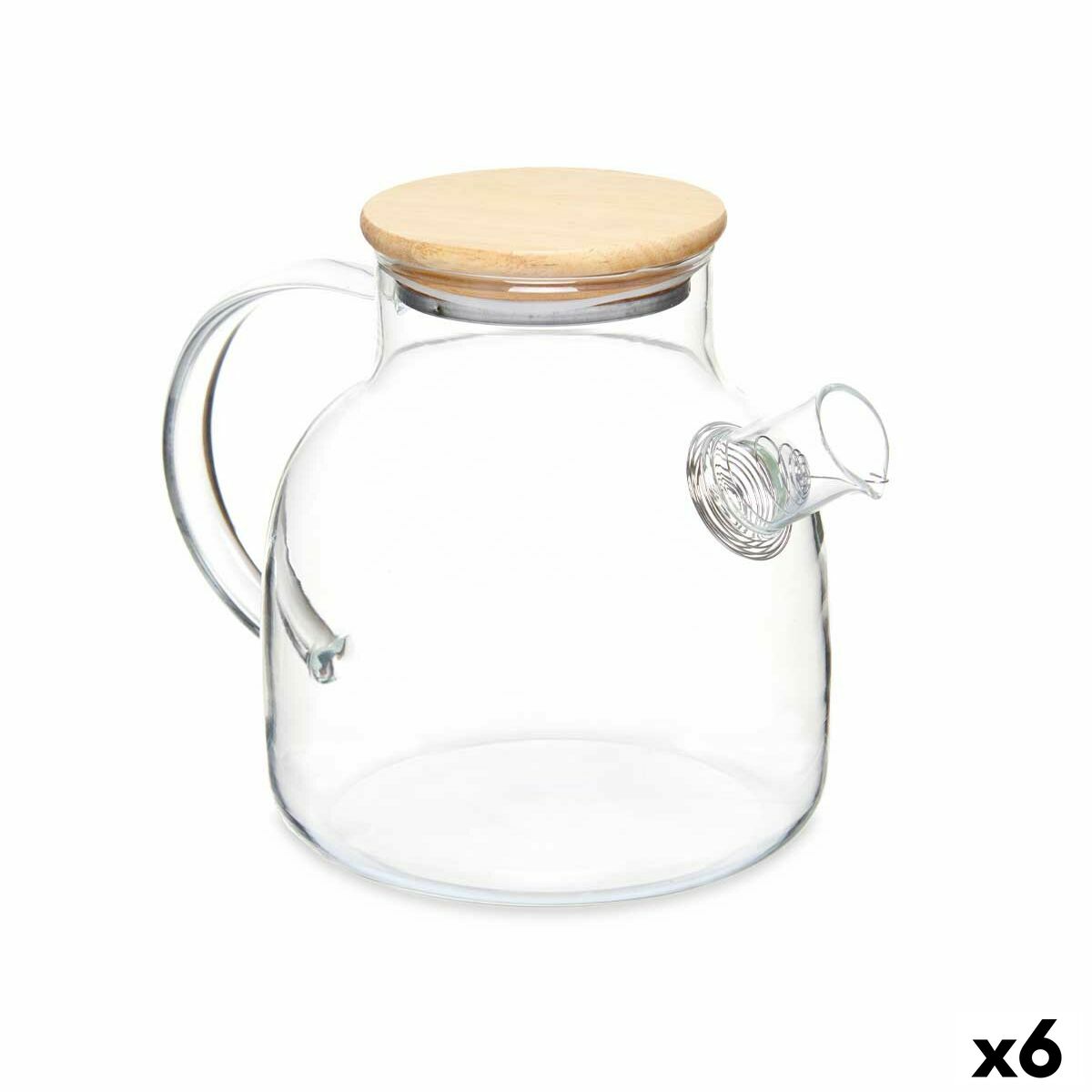 Mug with Infusion Filter Bamboo Borosilicate Glass 1,2 L 22 x 16 x 14 cm (6 Units) Vivalto