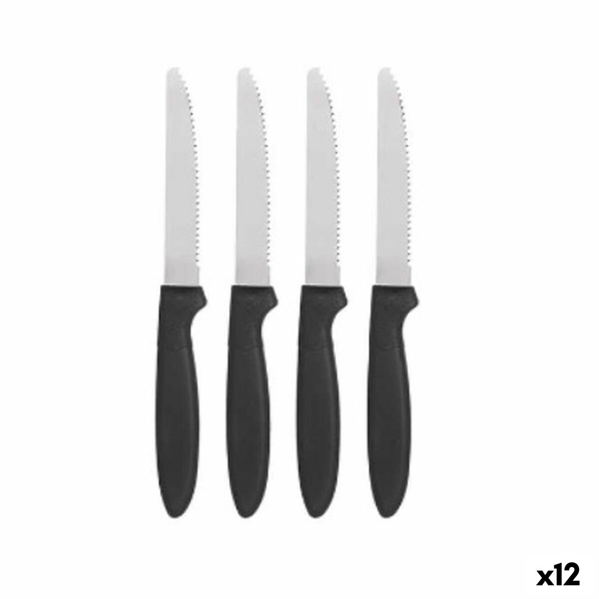 Knife Set Black Silver Stainless steel Plastic 19,5 cm (12 Units) Kinvara