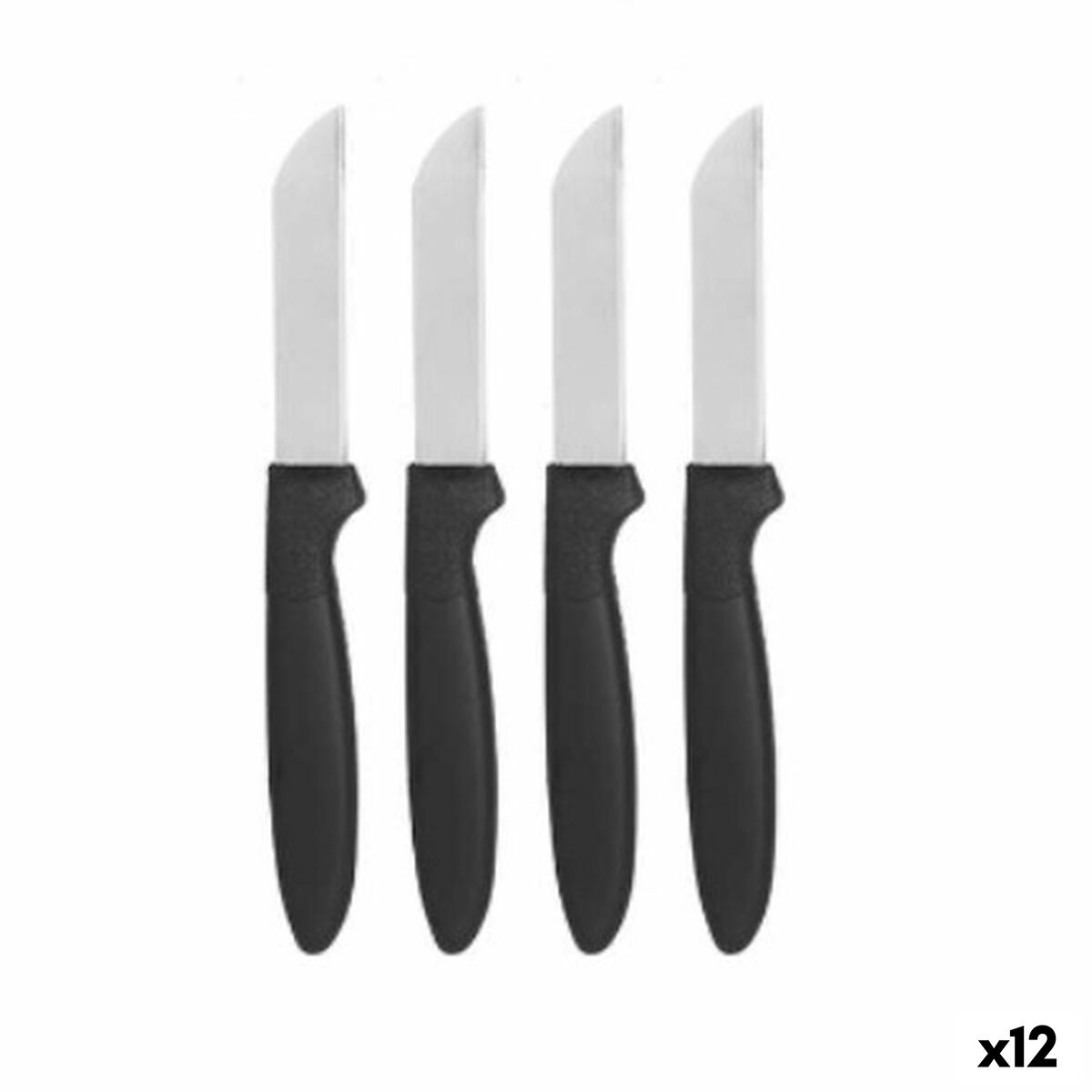 Peeler Knife Set Black Silver Stainless steel Plastic 17,2 cm (12 Units) Kinvara