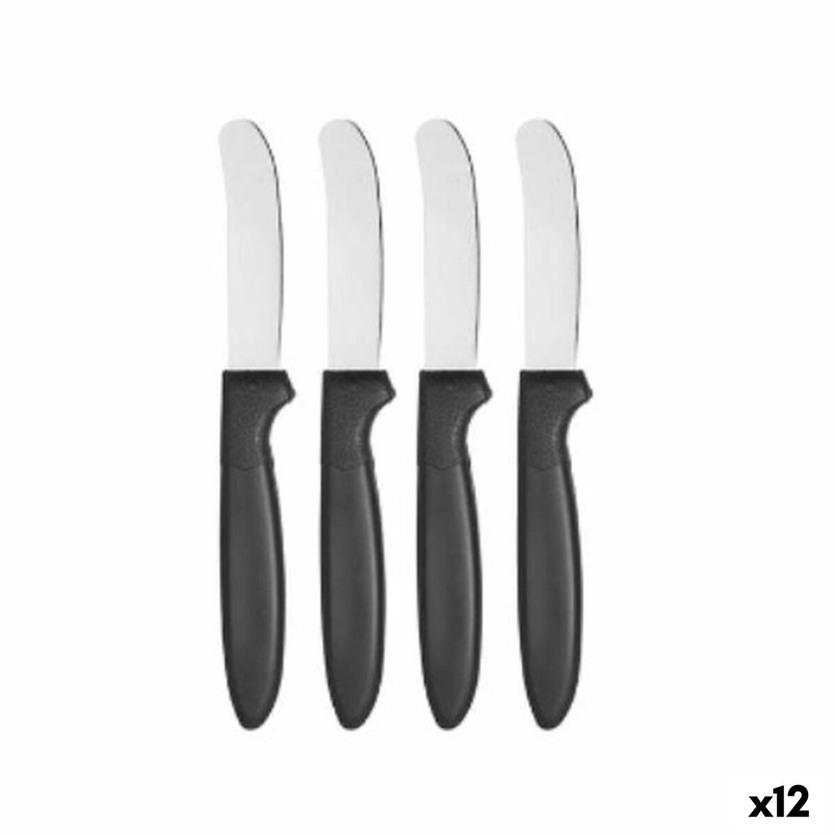 Knife Set Black Silver Stainless steel Plastic 17 cm (12 Units) Kinvara