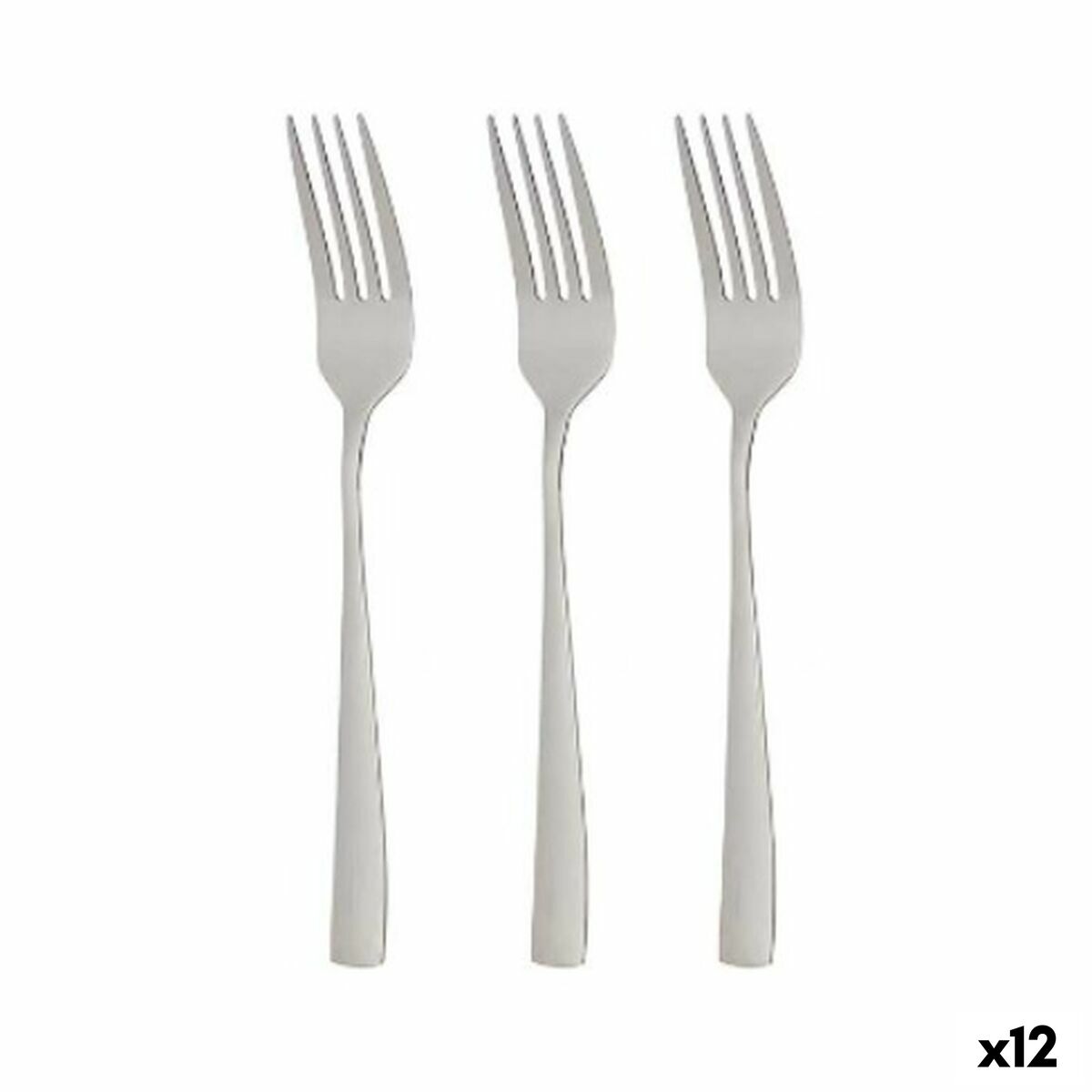 Fork Set Silver Stainless steel 2,5 x 21,3 x 0,3 cm (12 Units) Kinvara