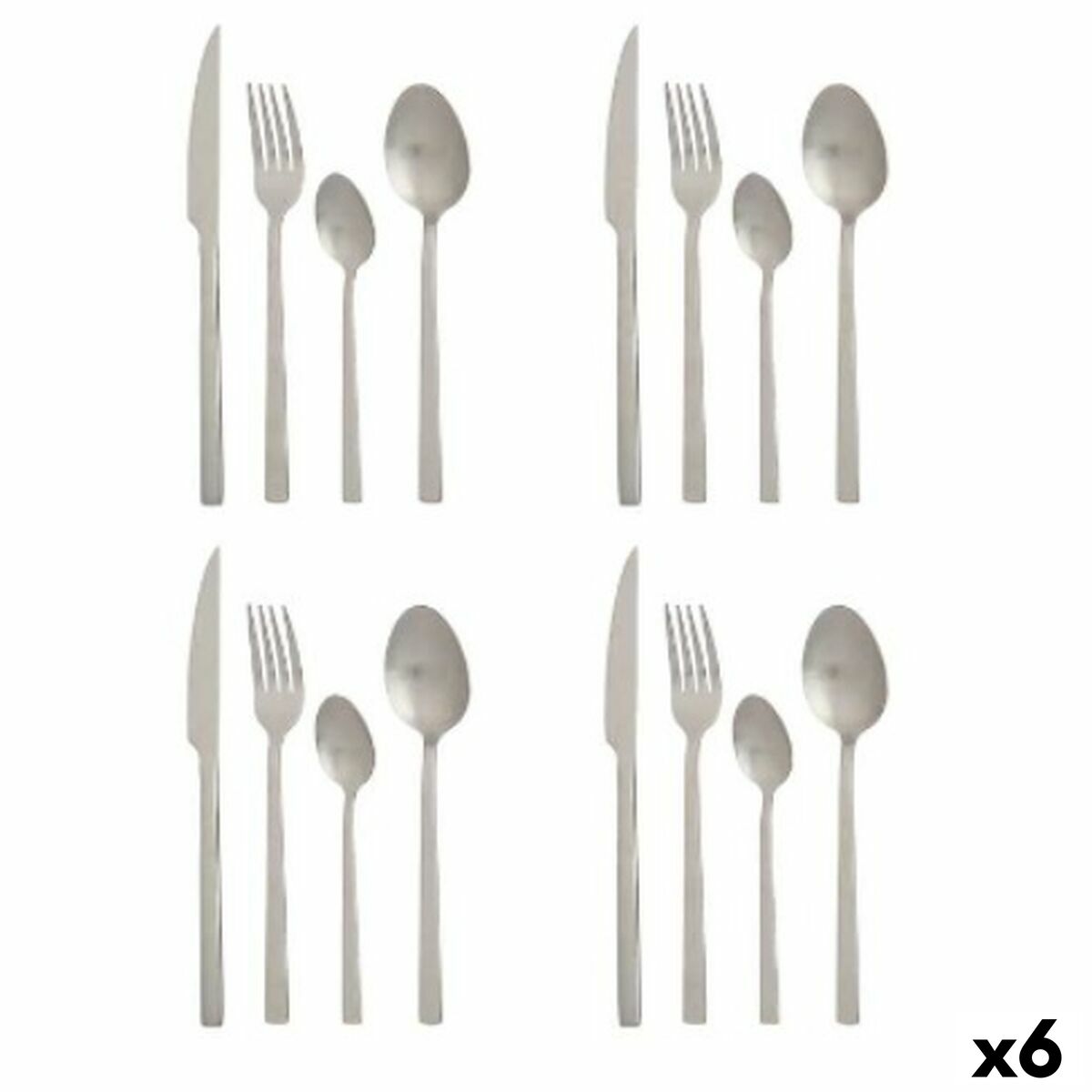 Cutlery Set Matt Silver Stainless steel (6 Units) Kinvara