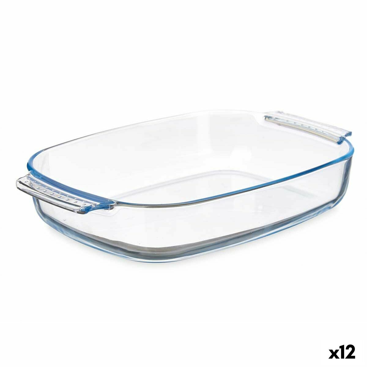 Serving Platter With handles Transparent Borosilicate Glass 2 L 30,2 x 6 x 19,6 cm (12 Units) Vivalto