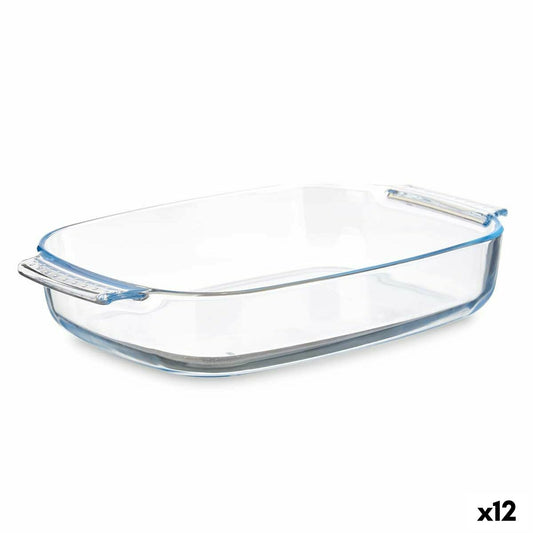 Serving Platter With handles Transparent Borosilicate Glass 2,7 L 34,4 x 6,1 x 22,3 cm (12 Units) Vivalto