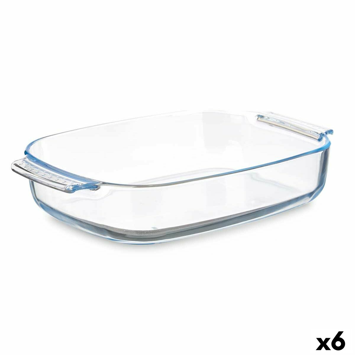 Serving Platter With handles Transparent Borosilicate Glass 3,8 L 38 x 6,5 x 25,4 cm (6 Units) Vivalto