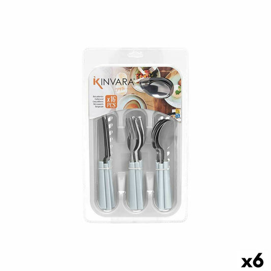 Cutlery Set White Silver Stainless steel Plastic (6 Units) Kinvara