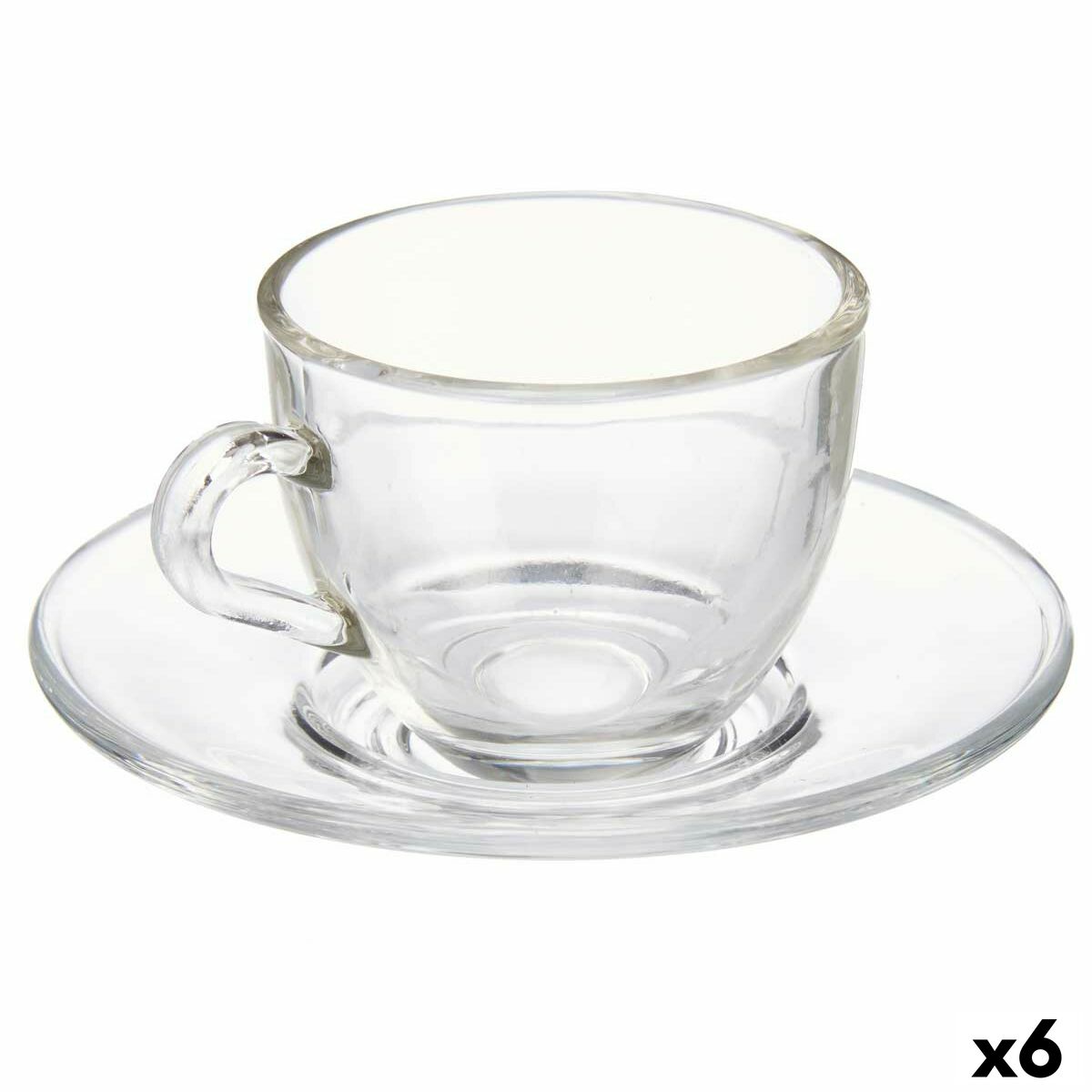 Cup with Plate Transparent Glass 85 ml (6 Units) Vivalto