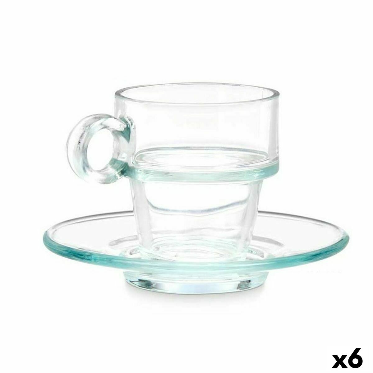 Cup with Plate Transparent Glass 90 ml (6 Units) Vivalto