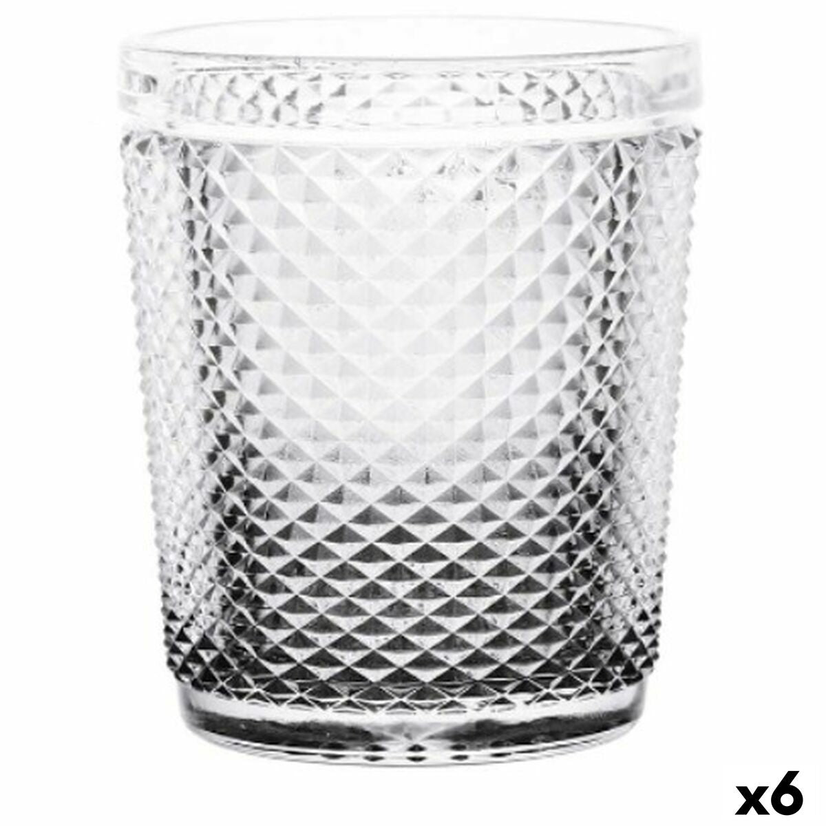 Glass Diamond Transparent Anthracite Glass 300 ml (6 Units) Vivalto