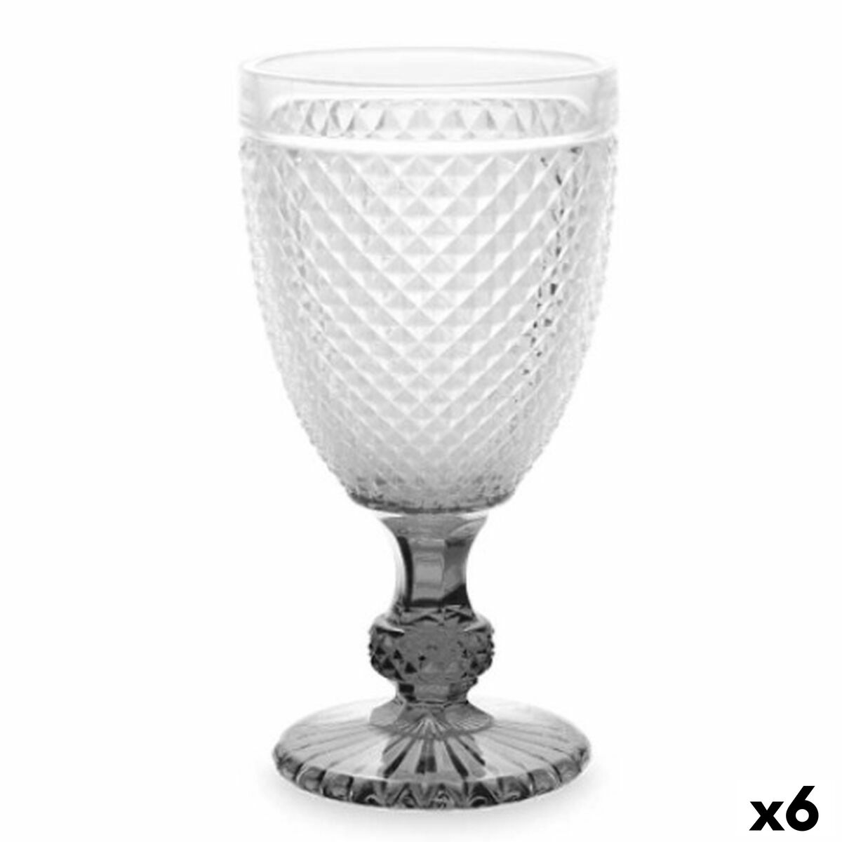 Wineglass Diamond Transparent Anthracite Glass 256 ml (6 Units) Vivalto