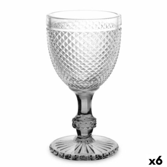 Wine glass Diamond Transparent Anthracite Glass 330 ml (6 Units) Vivalto