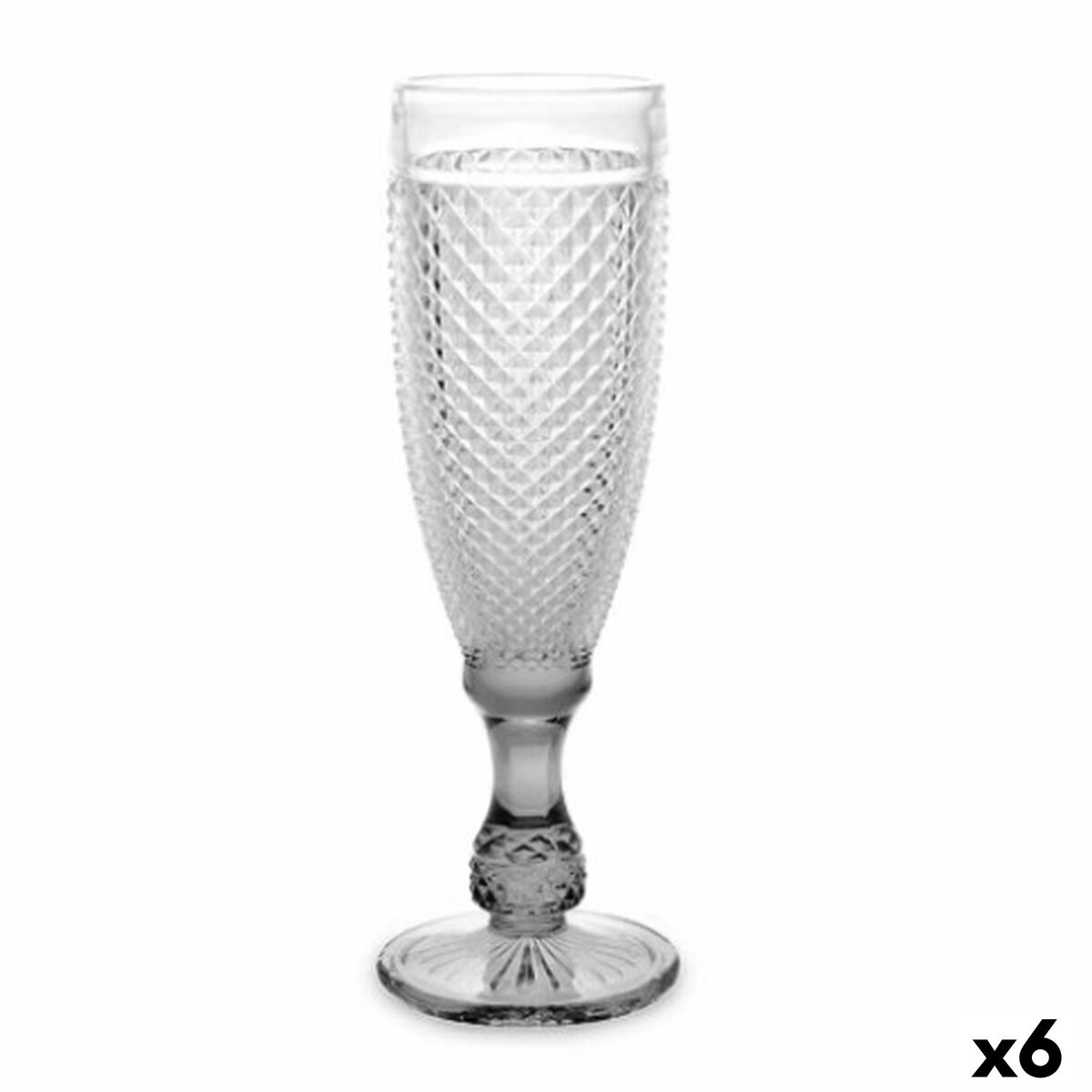 Champagne glass Diamond Transparent Anthracite Glass 185 ml (6 Units) Vivalto