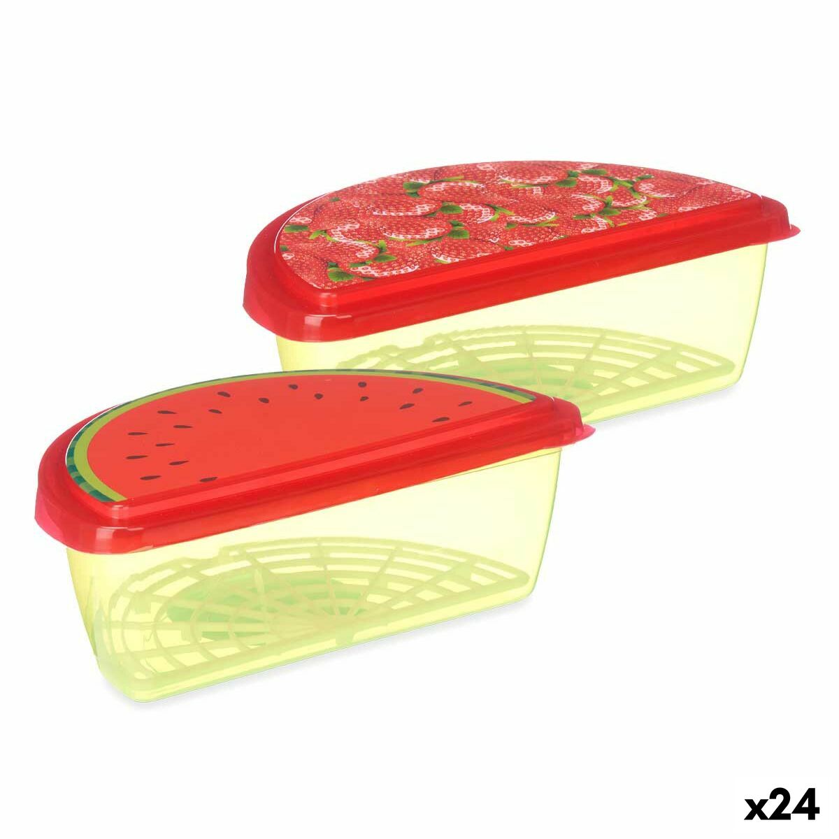 Lunch box Fruit Strawberry Watermelon Plastic 23 x 8 x 13 cm (24 Units) Leknes