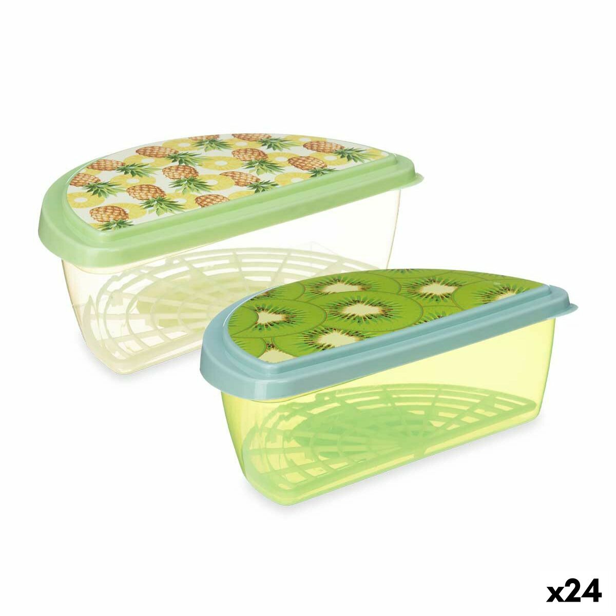 Lunch box Fruit Pineapple Kiwi Plastic 23 x 8 x 13 cm (24 Units) Leknes