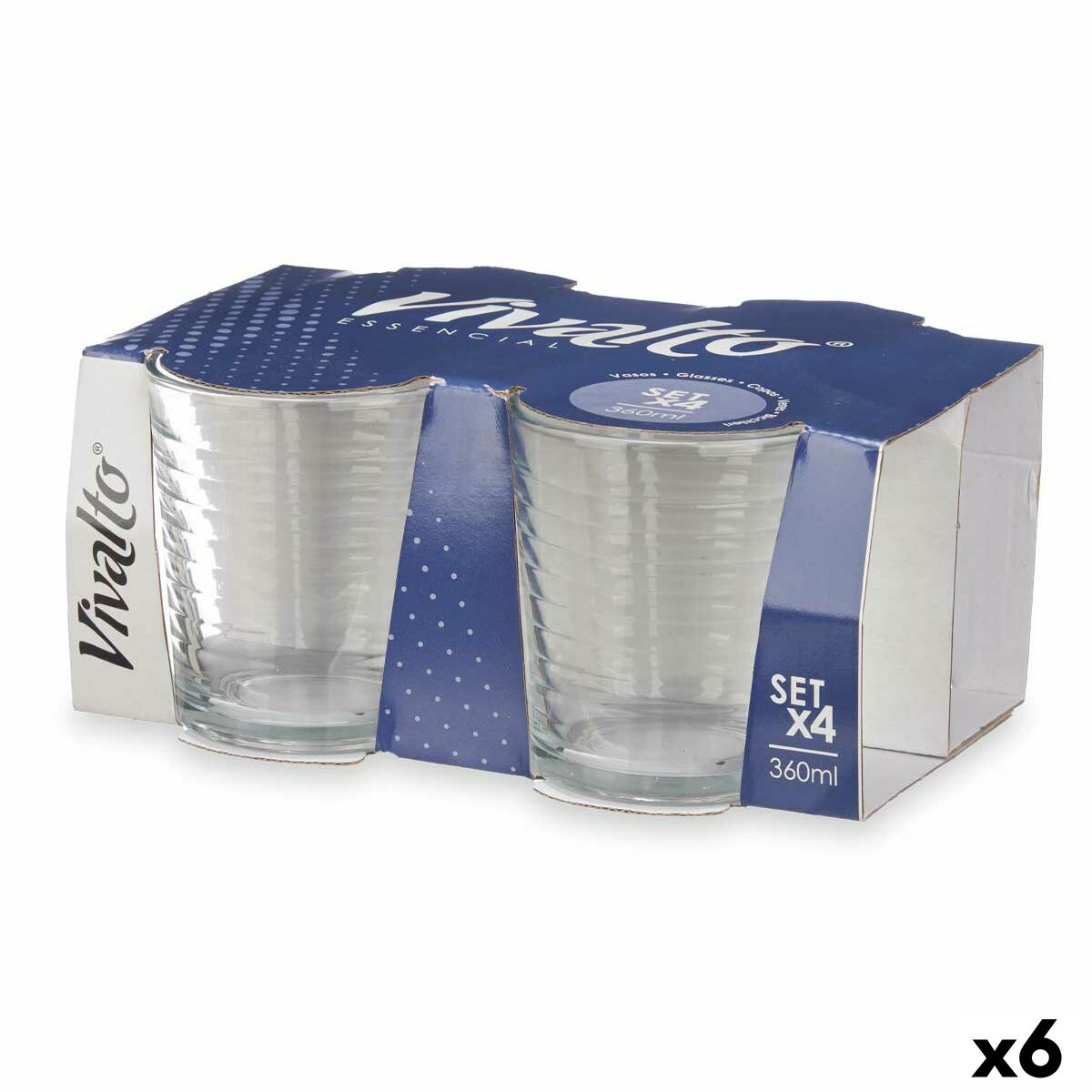 Set of glasses Stripes Transparent Glass 360 ml (6 Units) Vivalto