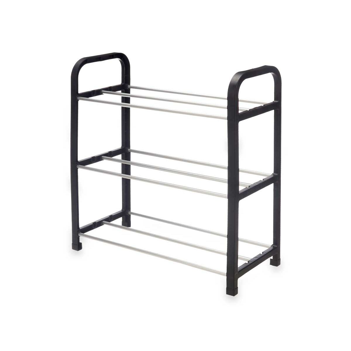 Shoe Rack 3 Shelves Black Silver 40 x 19 x 14 cm (12 Units)