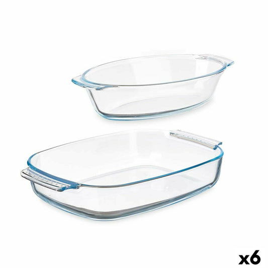 Set of trays Transparent Borosilicate Glass 700 ml 2 L (6 Units) Vivalto