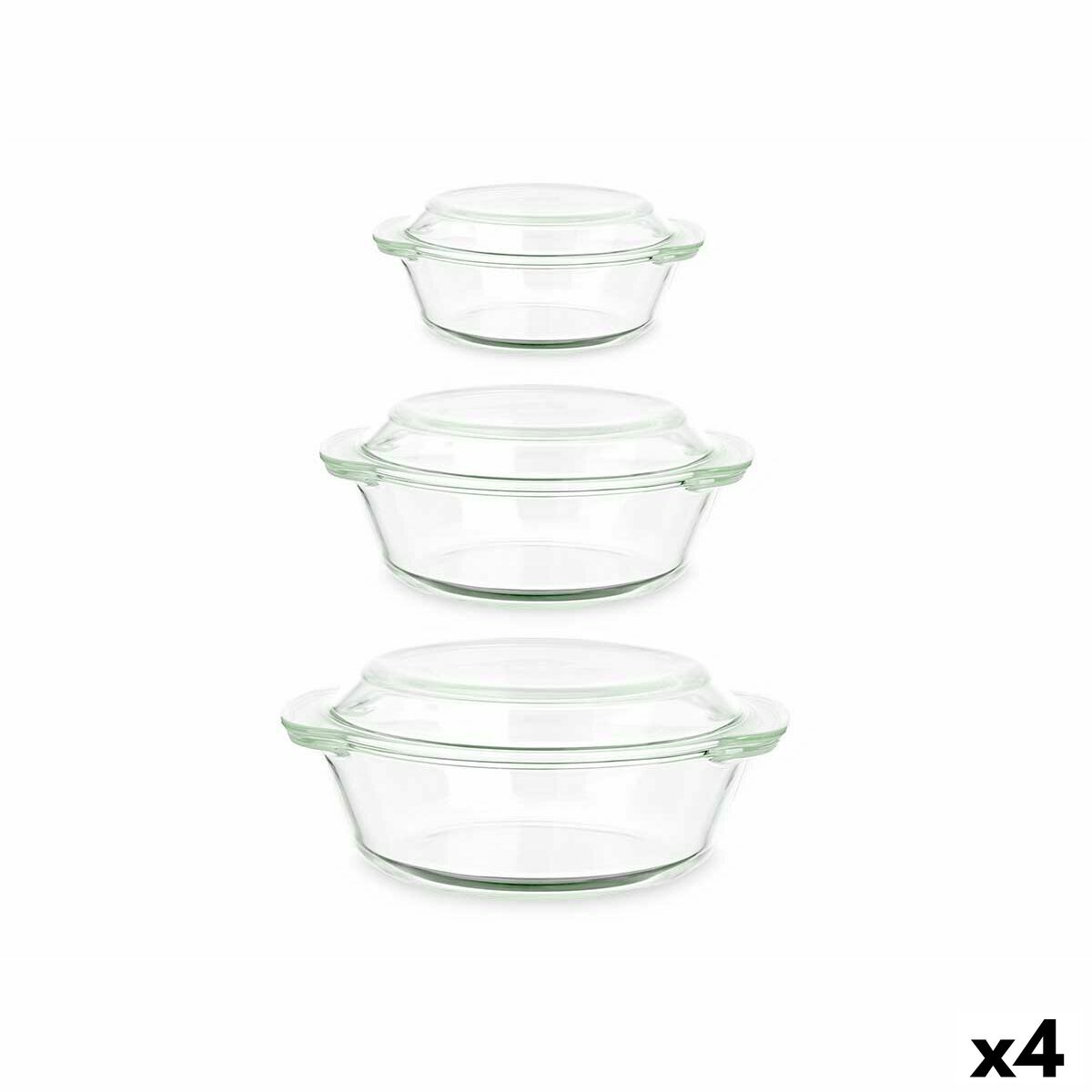 Saucepans Set Borosilicate Glass Transparent 700 ml 1 L 1,5 L (4 Units) Vivalto