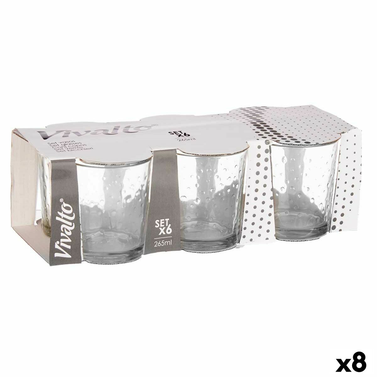 Set of glasses Points Transparent Glass 265 ml (8 Units) Vivalto