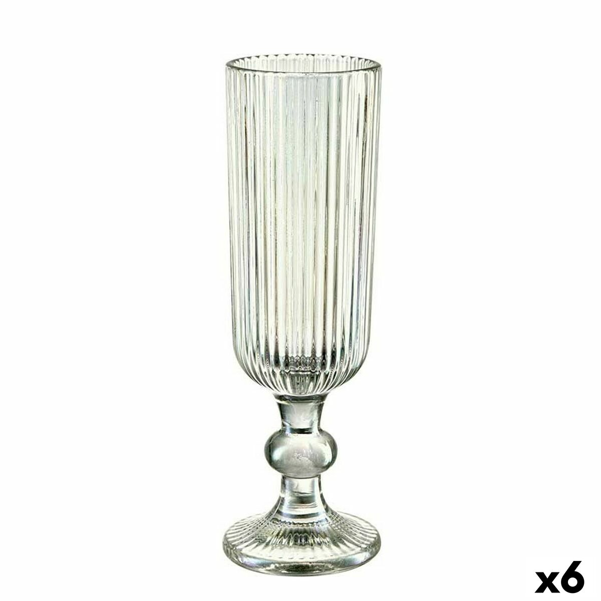 Champagne glass Stripes Green Glass 160 ml (6 Units) Vivalto