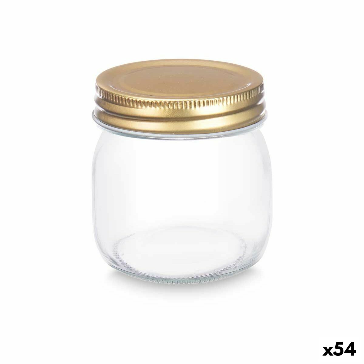 Jar Transparent Golden Metal Glass 180 ml 6 x 8 x 6 cm (54 Units) Vivalto