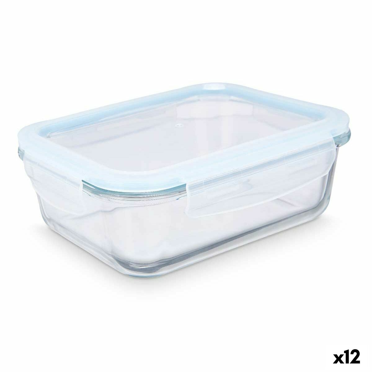 Lunch box Transparent Silicone Borosilicate Glass 1 L 22 x 7 x 16,5 cm (12 Units) Vivalto