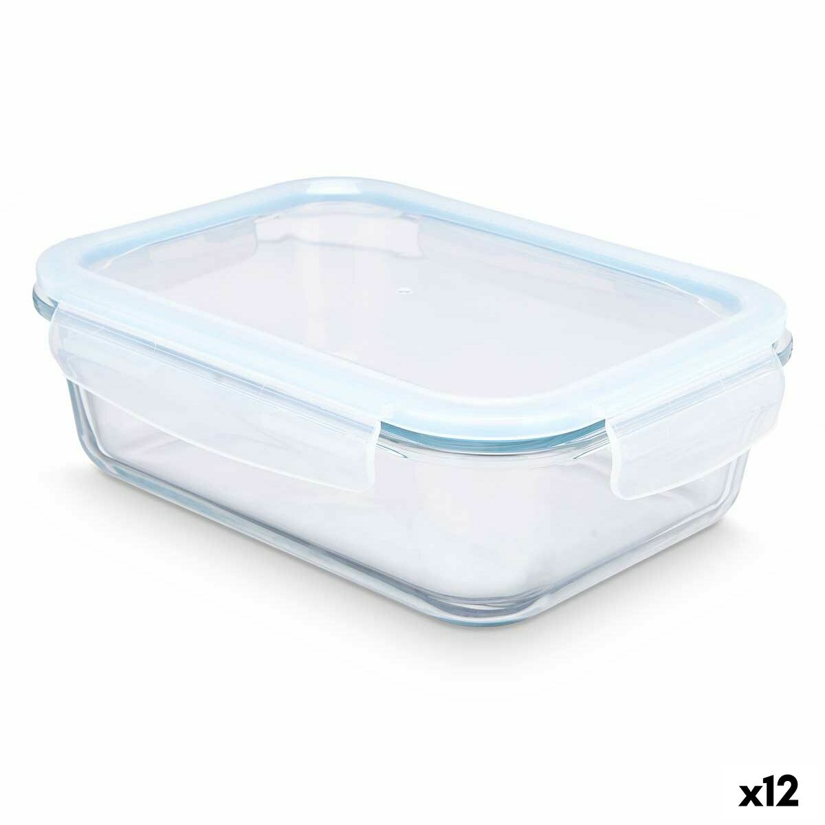 Lunch box Transparent Silicone Borosilicate Glass 1,5 L 24,5 x 7,6 x 19 cm (12 Units) Vivalto