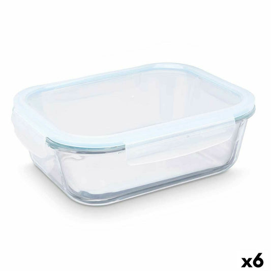 Lunch box Transparent Silicone Borosilicate Glass 2,2 L 27 x 9 x 22 cm (6 Units) Vivalto