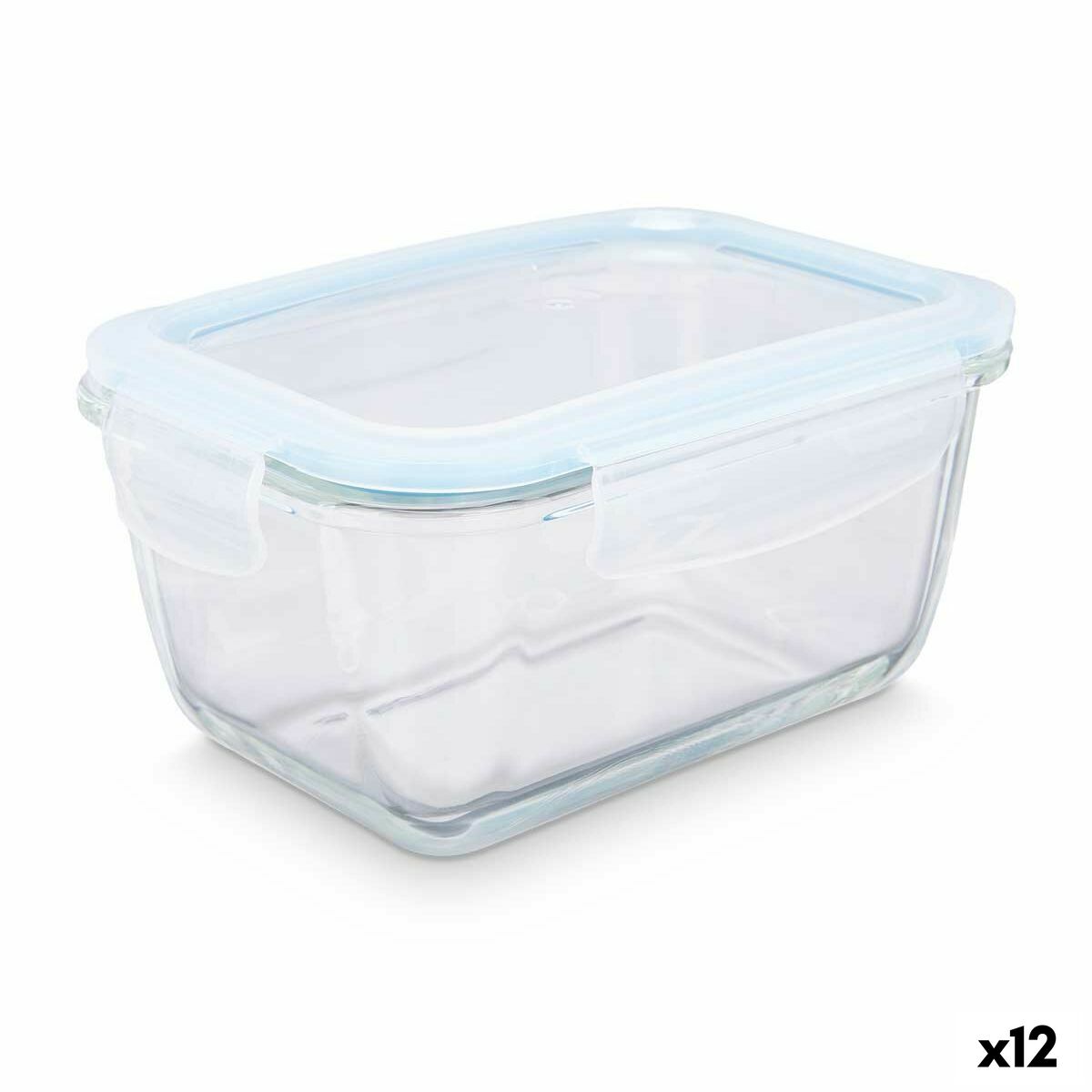 Lunch box Transparent Silicone Borosilicate Glass 950 ml 18 x 8,8 x 13,5 cm (12 Units) Vivalto