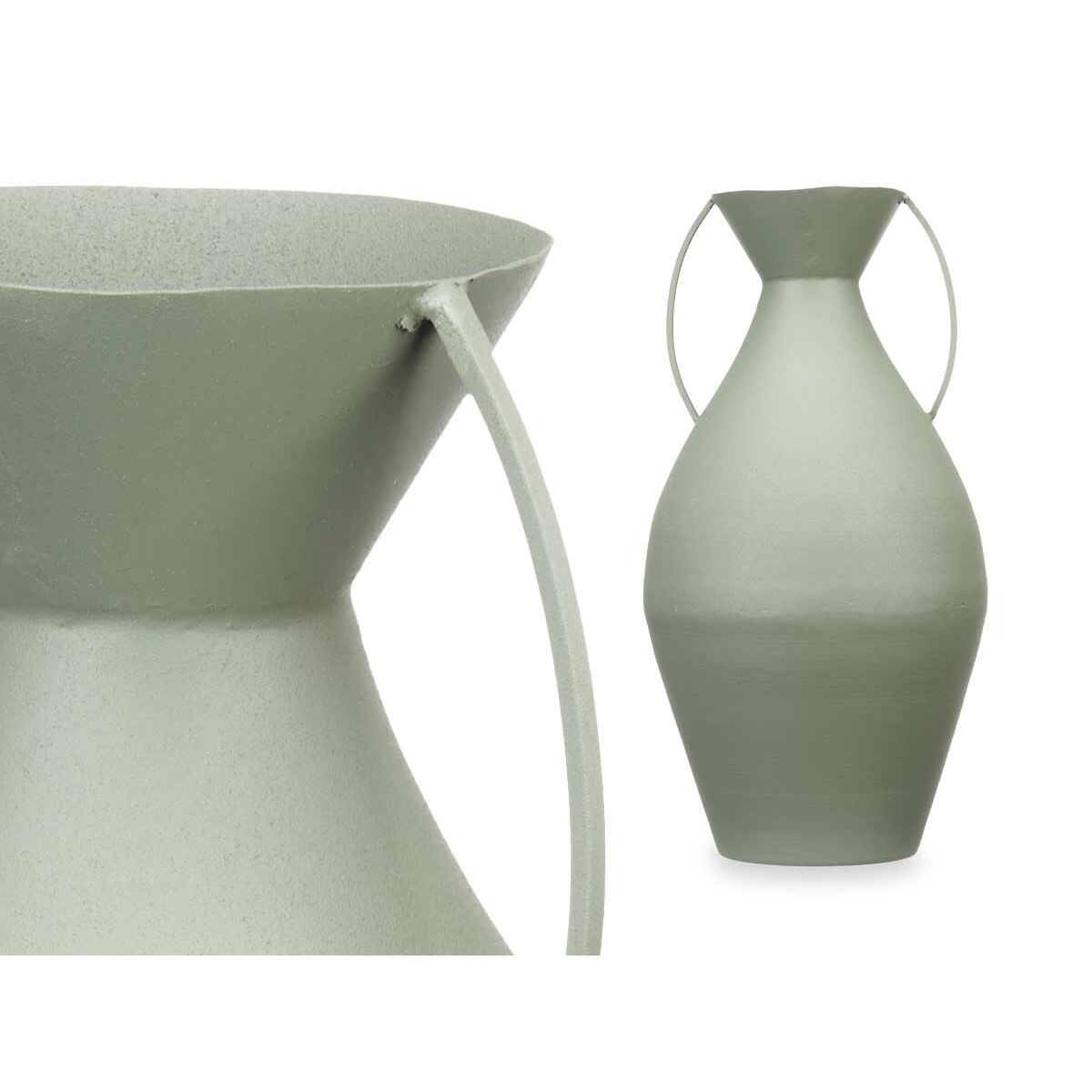 Vase 22 x 43 x 22 cm Green Steel (4 Units) Gift Decor