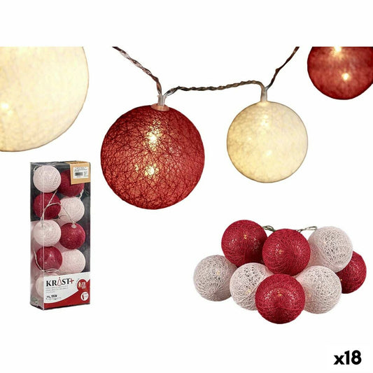 Wreath of LED Balls Ø 6 cm White Red 2 m (18 Units) Krist+